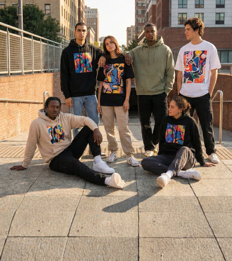 Streetwear shirts and hoodies collection