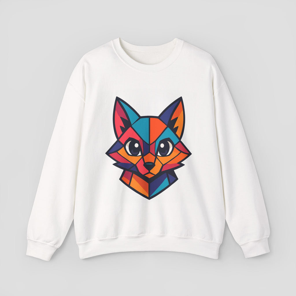 Geometric Colorful Fox Crewneck Sweatshirt