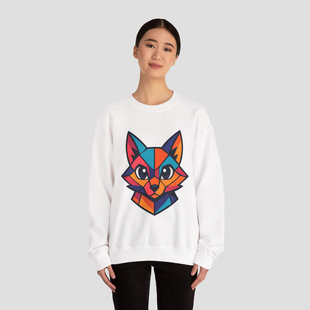 Geometric Colorful Fox Crewneck Sweatshirt