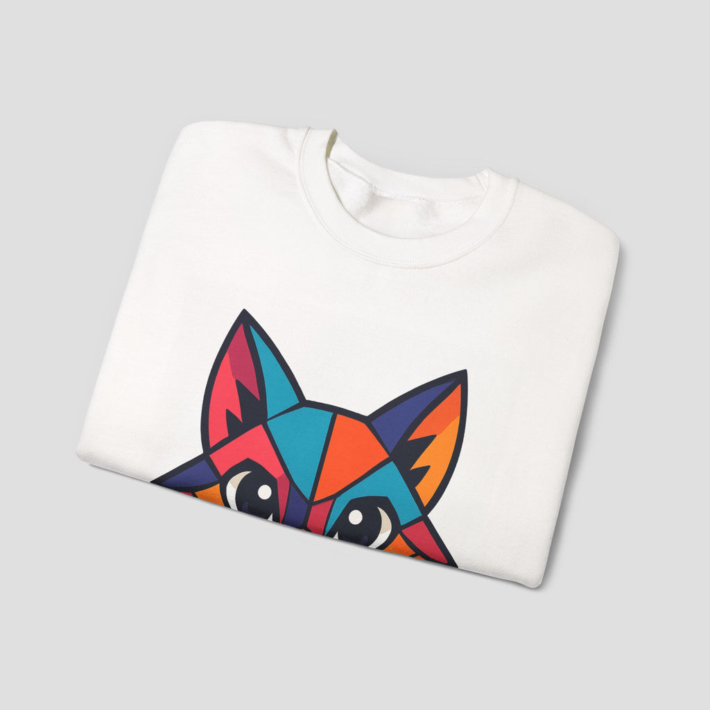 Geometric Colorful Fox Crewneck Sweatshirt