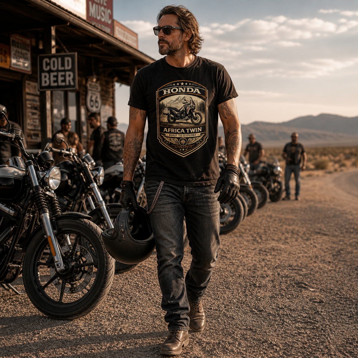 Unisex Honda Africa Twin Built For Discovery Vintage Motorcycle Graphic Tee product image