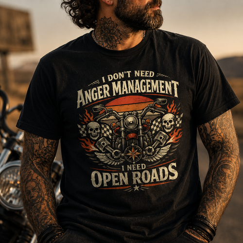 Biker motorcycle graphic t-shirt product image