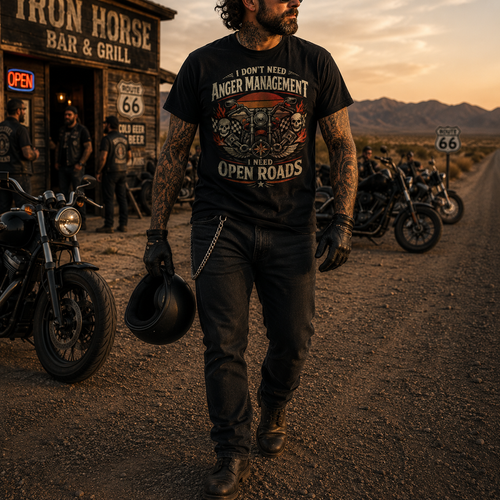 Biker motorcycle graphic t-shirt product image