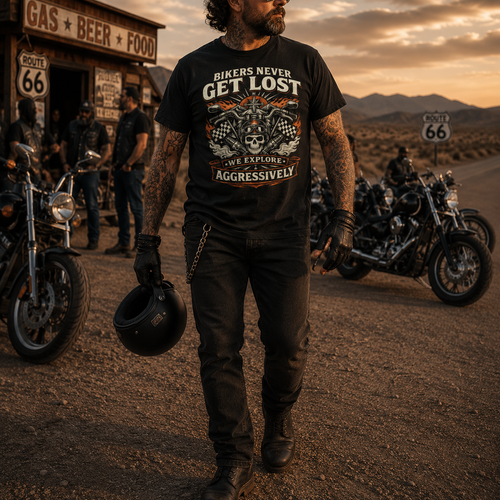 Biker motorcycle graphic t-shirt product image