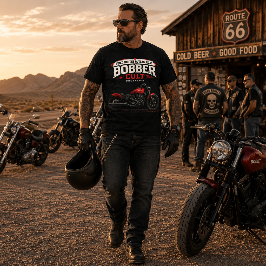 Biker motorcycle graphic t-shirt product image