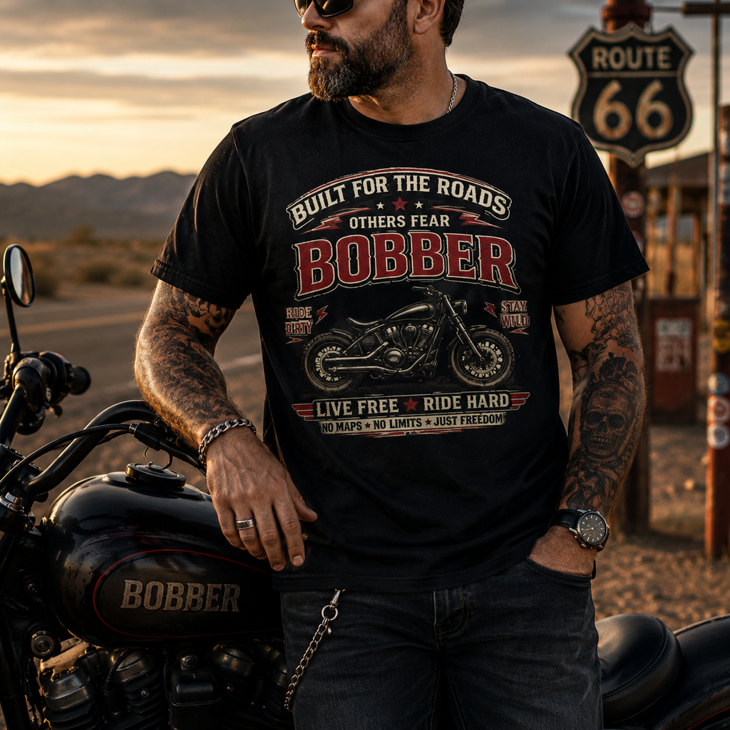 Biker motorcycle graphic t-shirt product image