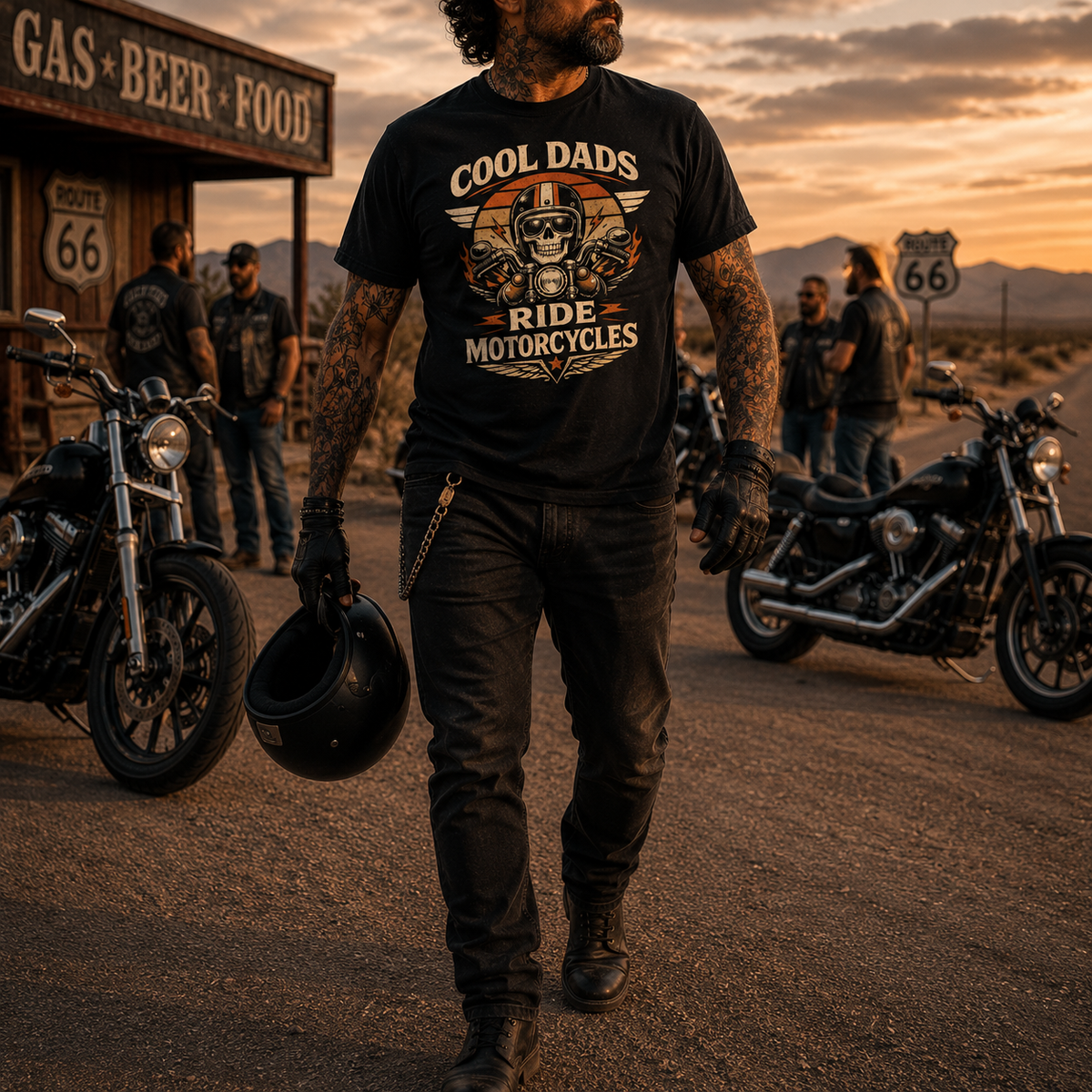Biker motorcycle graphic t-shirt product image