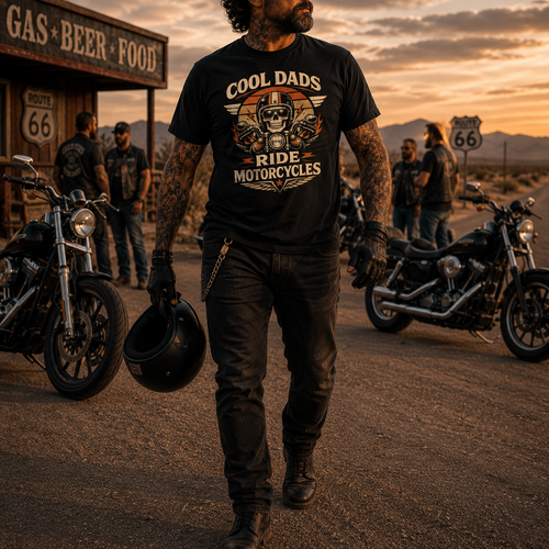 Biker motorcycle graphic t-shirt product image