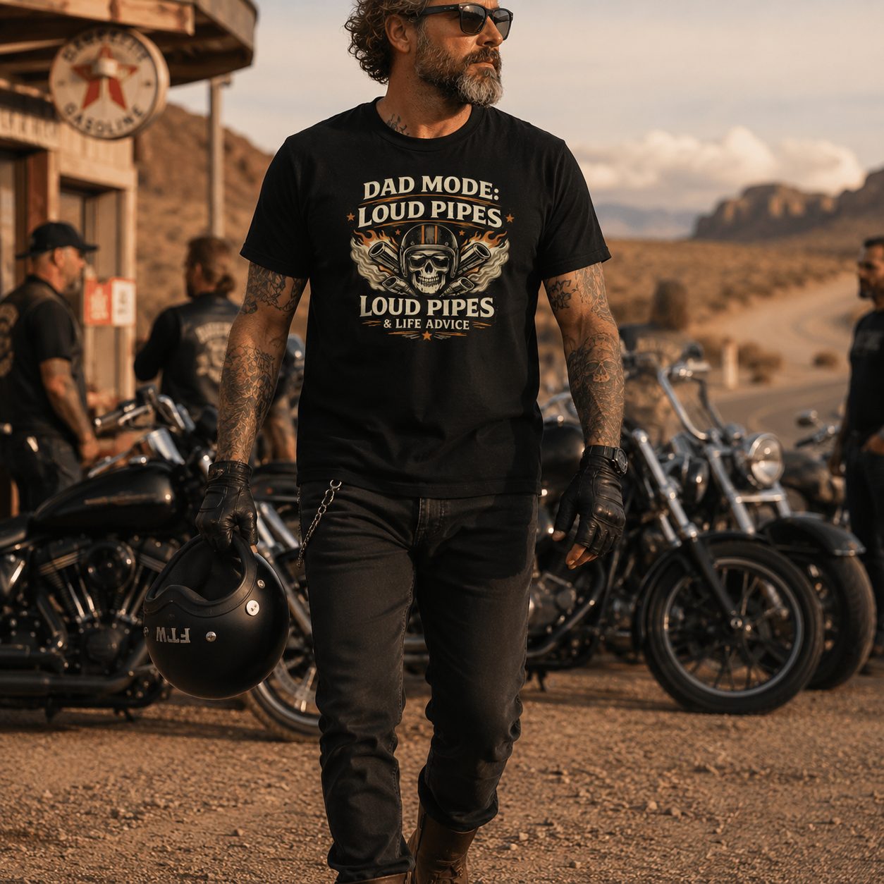 Biker motorcycle graphic t-shirt product image