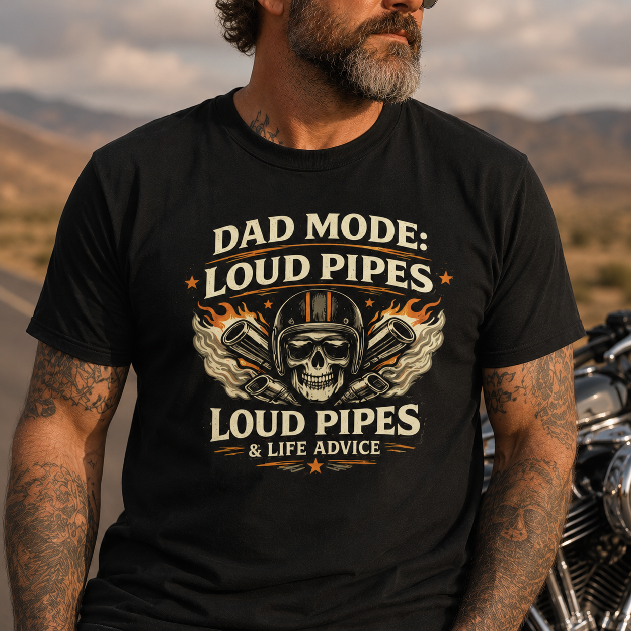 Biker motorcycle graphic t-shirt product image