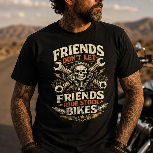 Biker motorcycle graphic t-shirt product image