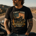 I Don't Snore I Dream I'm Riding Funny Motorcycle Graphic Tee main graphic tee image