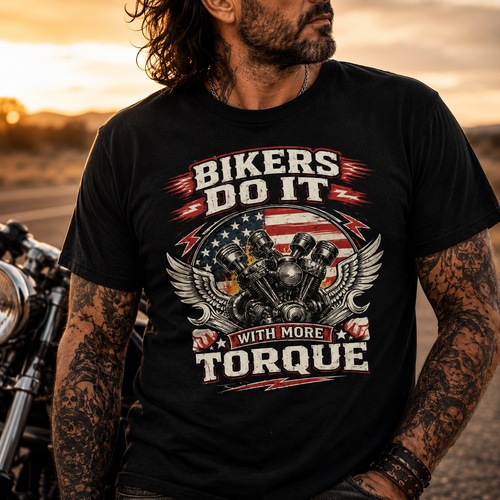 Biker motorcycle graphic t-shirt product image