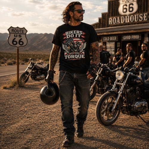 Biker motorcycle graphic t-shirt product image
