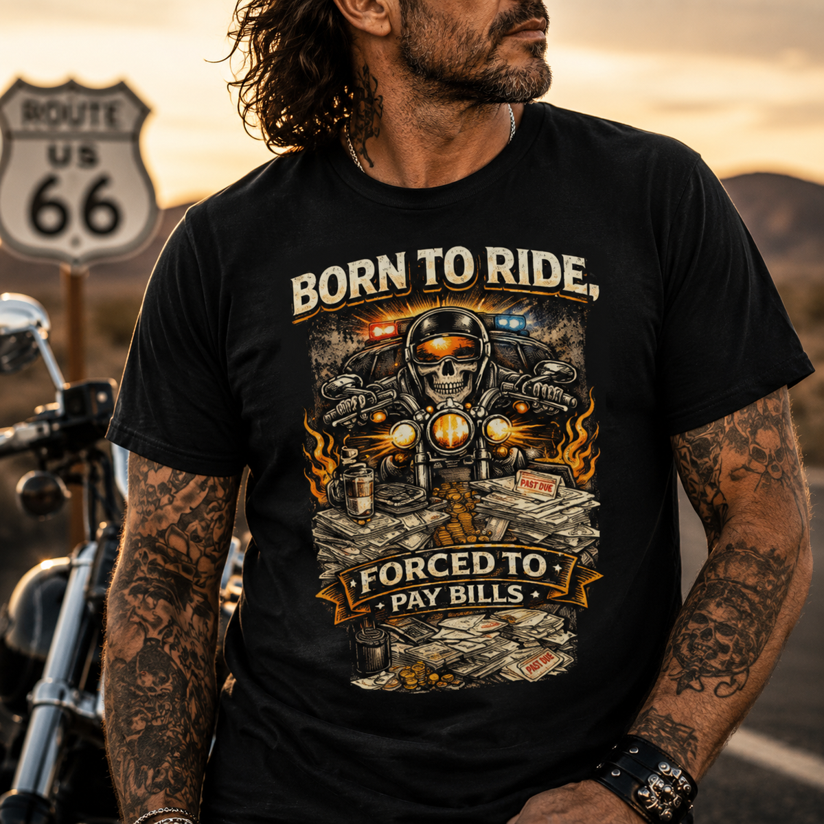 Biker motorcycle graphic t-shirt product image