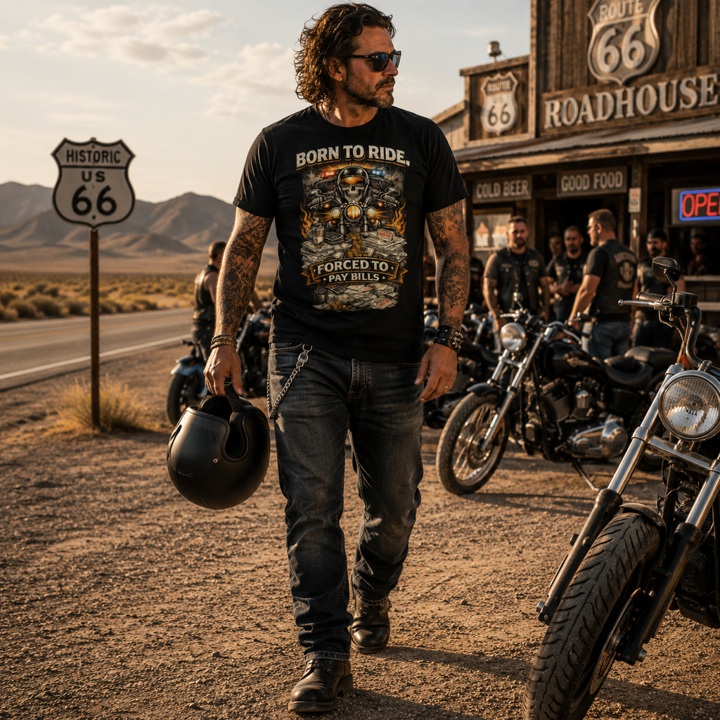 Biker motorcycle graphic t-shirt product image