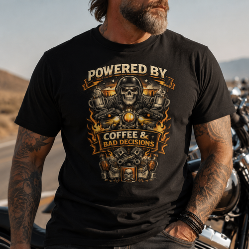 Biker motorcycle graphic t-shirt product image