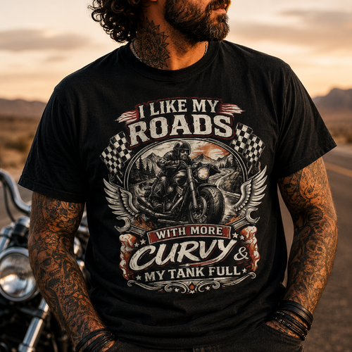 Biker motorcycle graphic t-shirt product image