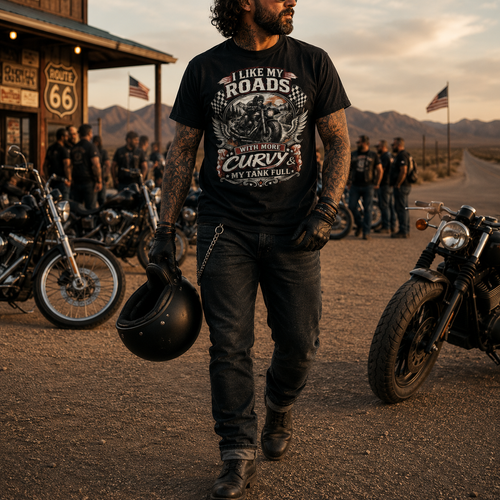 Biker motorcycle graphic t-shirt product image