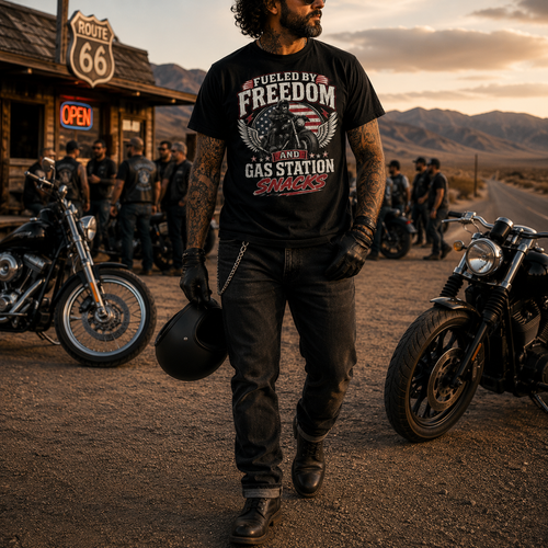 Biker motorcycle graphic t-shirt product image