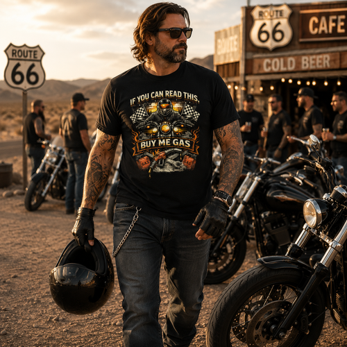 Biker motorcycle graphic t-shirt product image