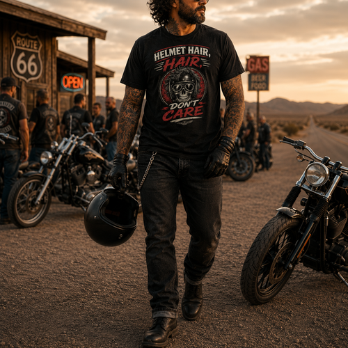 Biker motorcycle graphic t-shirt product image