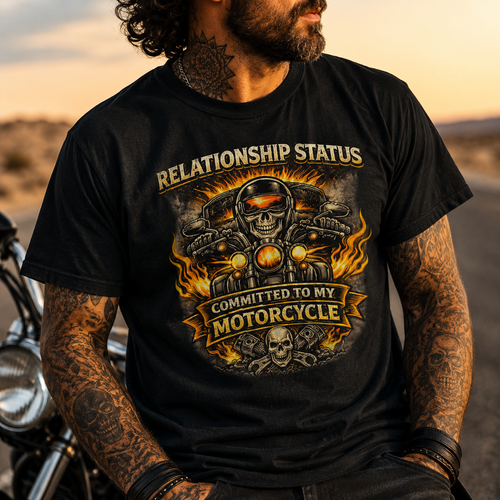 Biker motorcycle graphic t-shirt product image