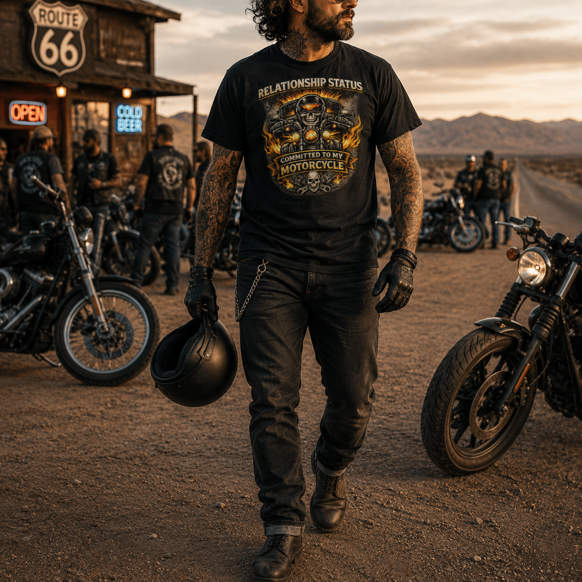 Biker motorcycle graphic t-shirt product image