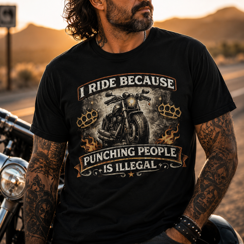 Biker motorcycle graphic t-shirt product image