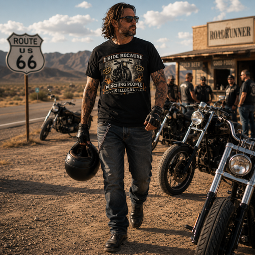 Biker motorcycle graphic t-shirt product image