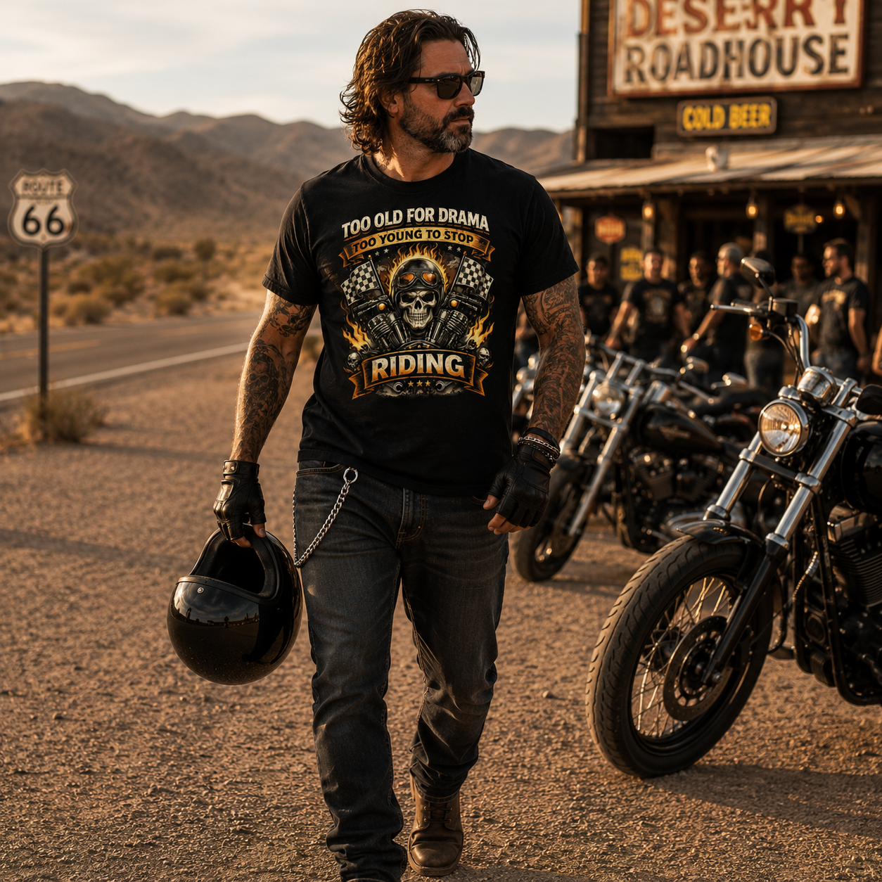 Biker motorcycle graphic t-shirt product image