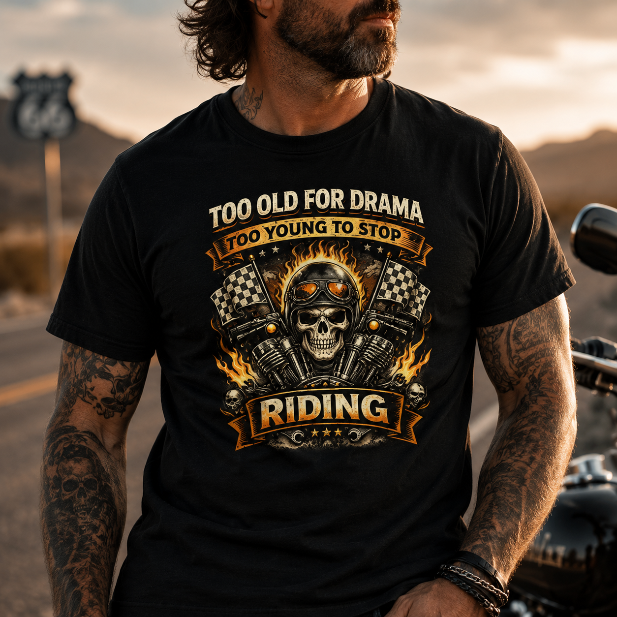 Biker motorcycle graphic t-shirt product image