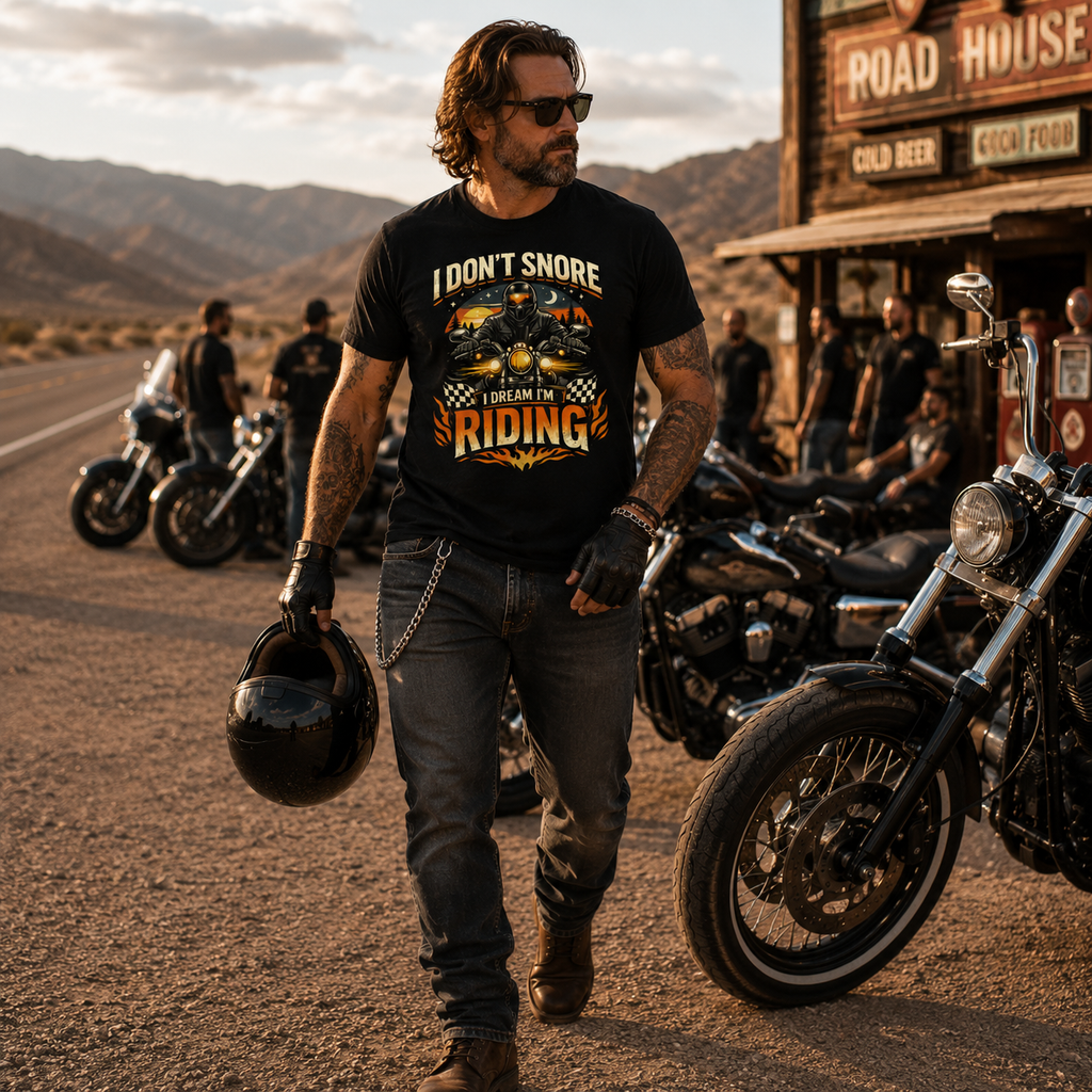 Biker motorcycle graphic t-shirt product image