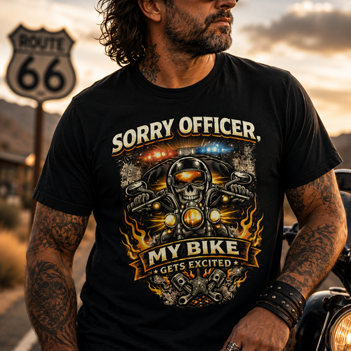 Biker motorcycle graphic t-shirt product image