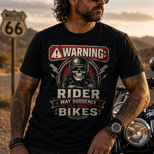 Biker motorcycle graphic t-shirt product image