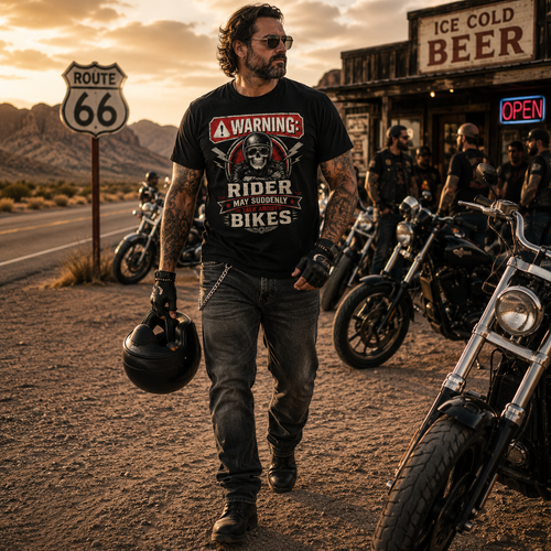 Biker motorcycle graphic t-shirt product image