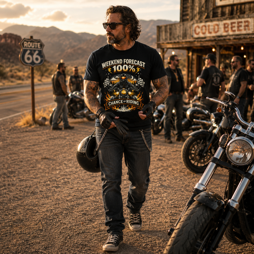 Biker motorcycle graphic t-shirt product image