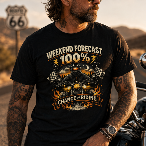 Biker motorcycle graphic t-shirt product image
