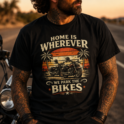 Biker motorcycle graphic t-shirt product image