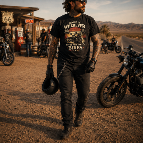 Biker motorcycle graphic t-shirt product image
