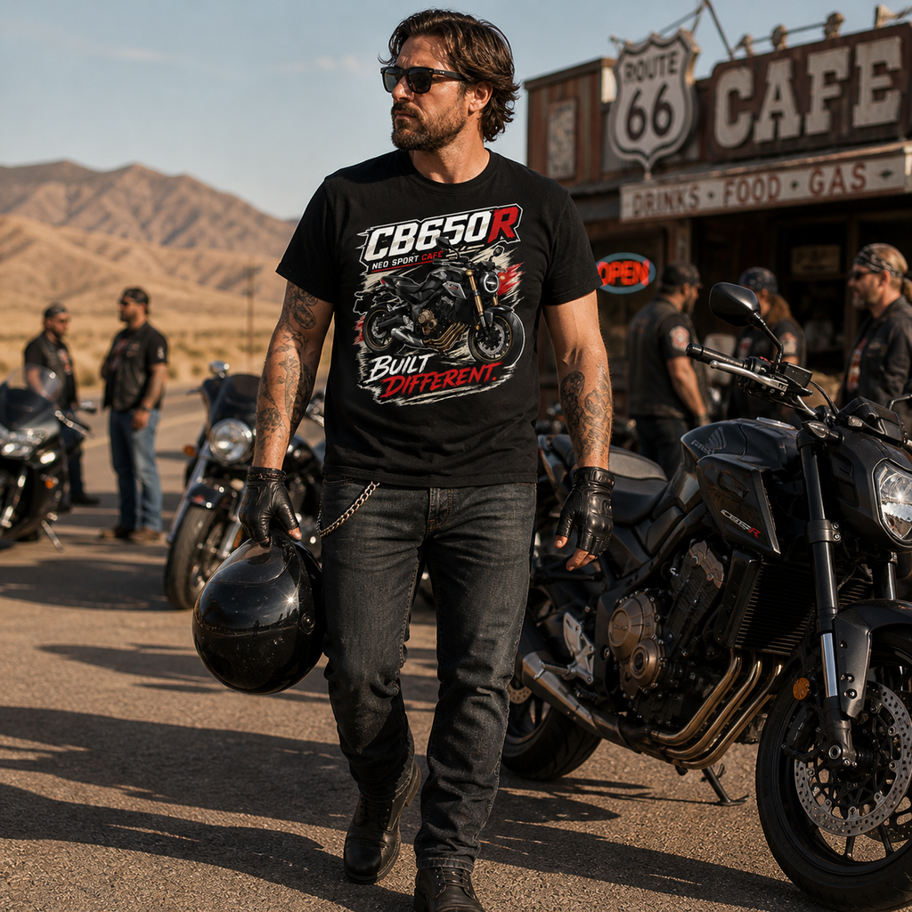 Unisex CB650R Built Different Honda Motorcycle Graphic Tee product image