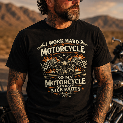 Biker motorcycle graphic t-shirt product image