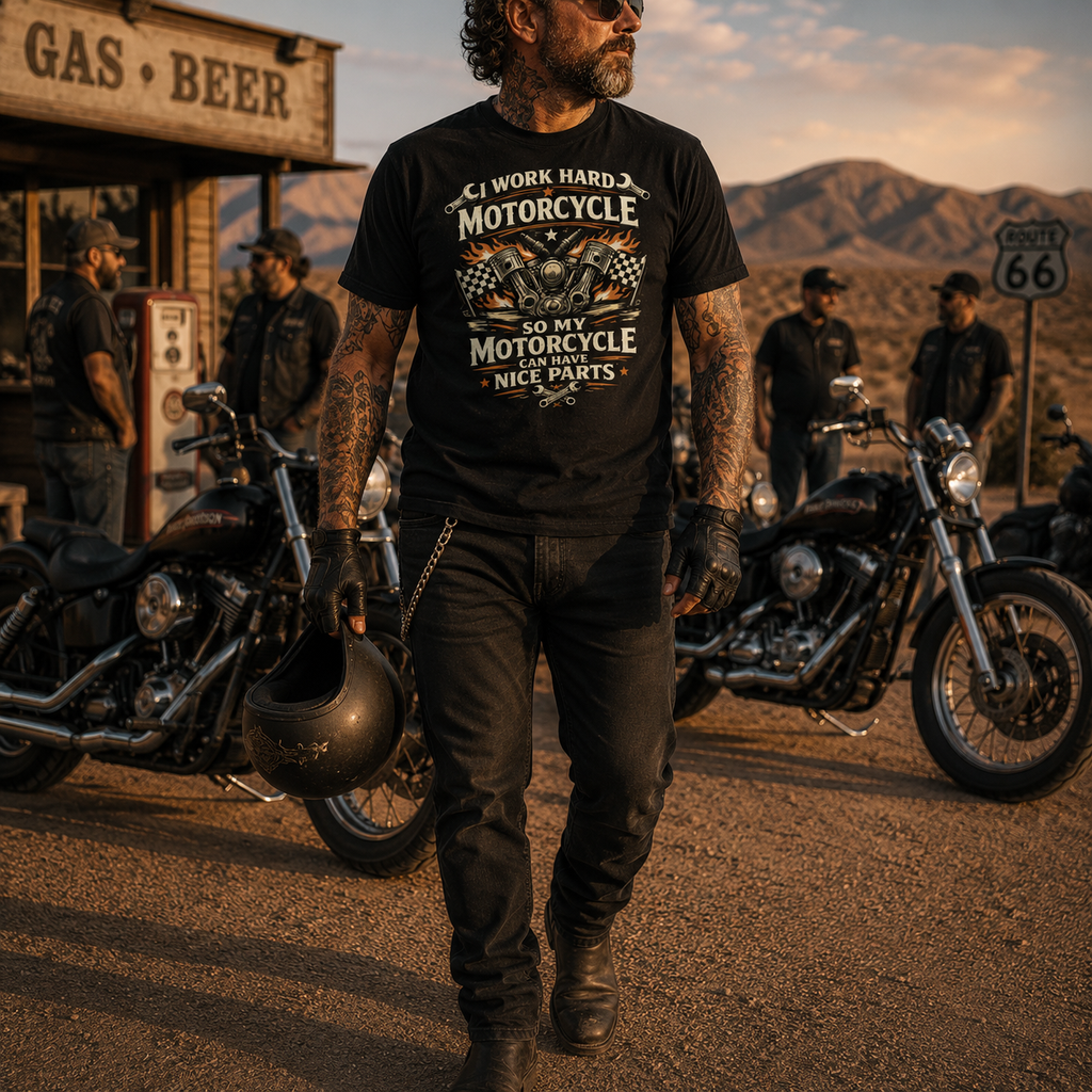 Biker motorcycle graphic t-shirt product image