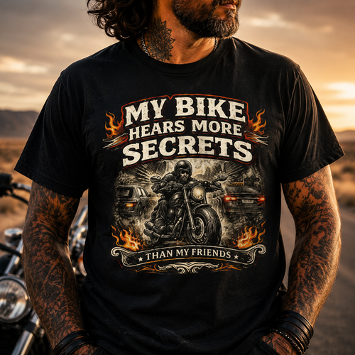Biker motorcycle graphic t-shirt product image