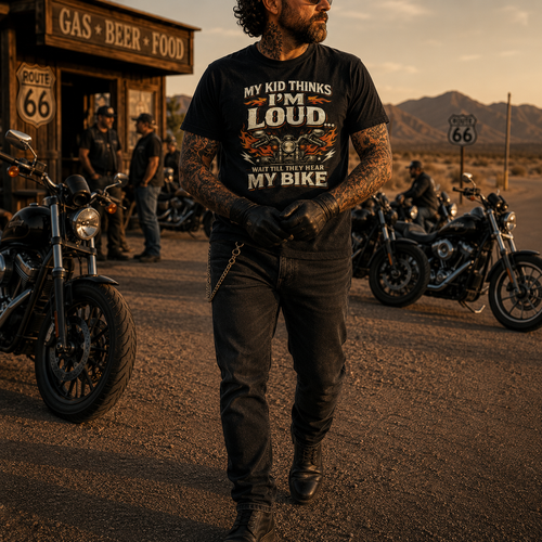 Biker motorcycle graphic t-shirt product image