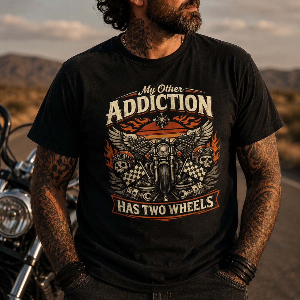 Biker motorcycle graphic t-shirt product image