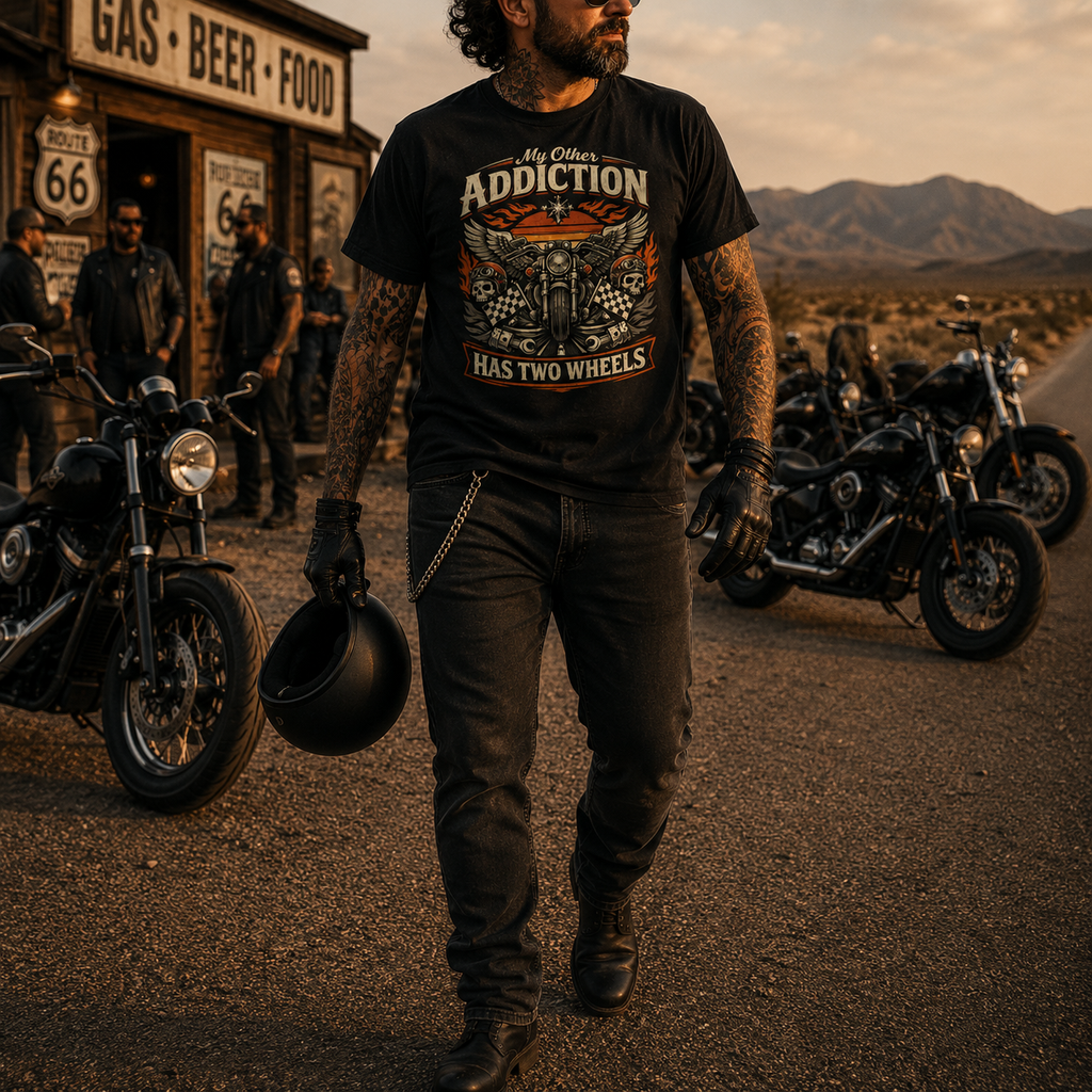 Biker motorcycle graphic t-shirt product image
