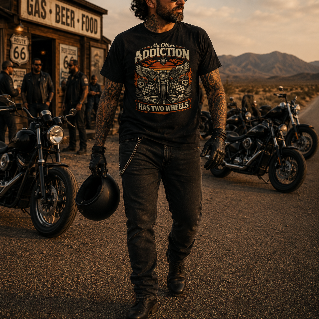 Biker motorcycle graphic t-shirt product image