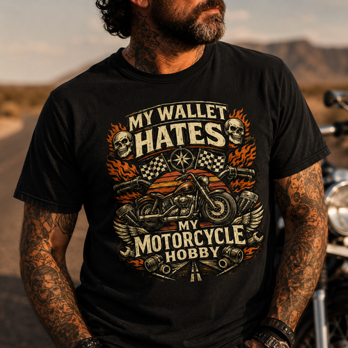 Biker motorcycle graphic t-shirt product image