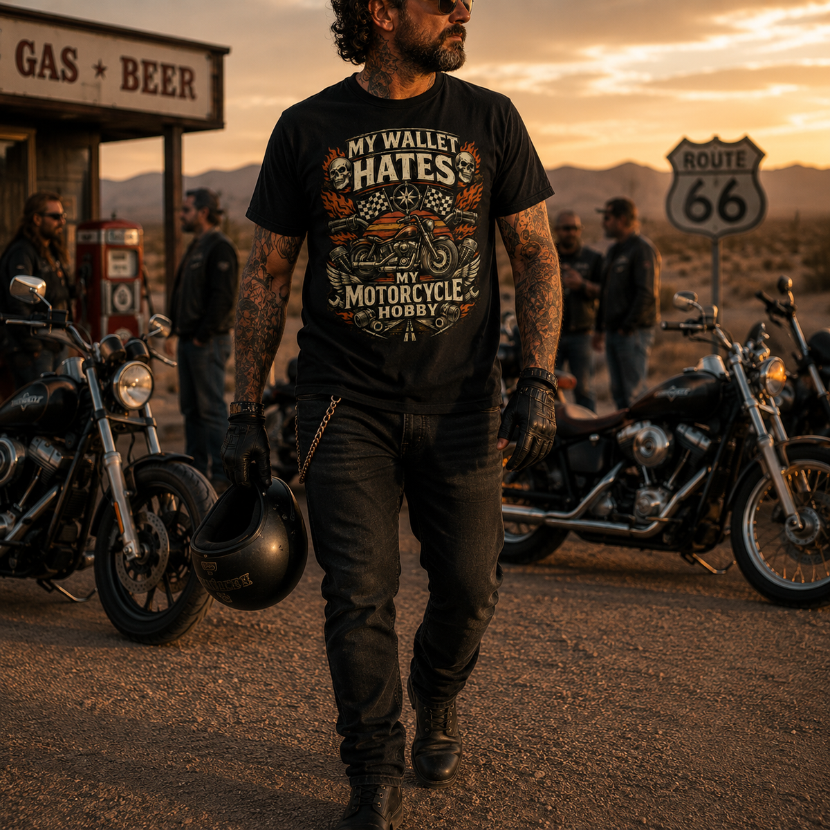 Biker motorcycle graphic t-shirt product image